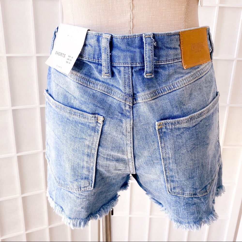 ZARA TRF DENIM High Rise Cutoff Shorts - Picture 6 of 10